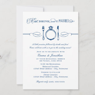 Invitación Comer Beber Estar Casado Cena de Ensayo de la Mari