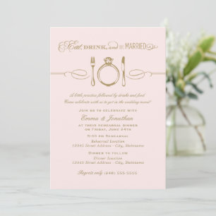 Invitación Comer Beber Estar Casado Ensayo de Guión Rosa