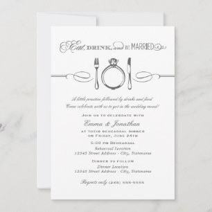Invitación Comer Beber Estar Casado Gris Guion Ensayo