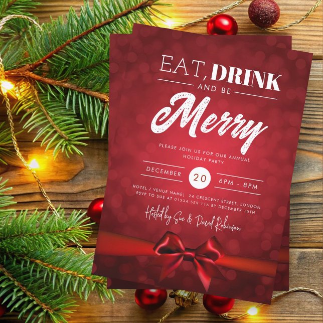 Invitación Comer, beber ser moro Bokeh navidad Navidad sopla  (Subido por el creador)