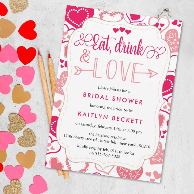 Invitación "Comer, beber y amar" El día de San Valentín ducha (Subido por el creador)