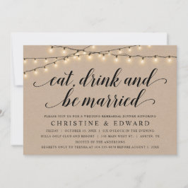 Invitación Comer, beber y casar, ensayo Boda, Kraft