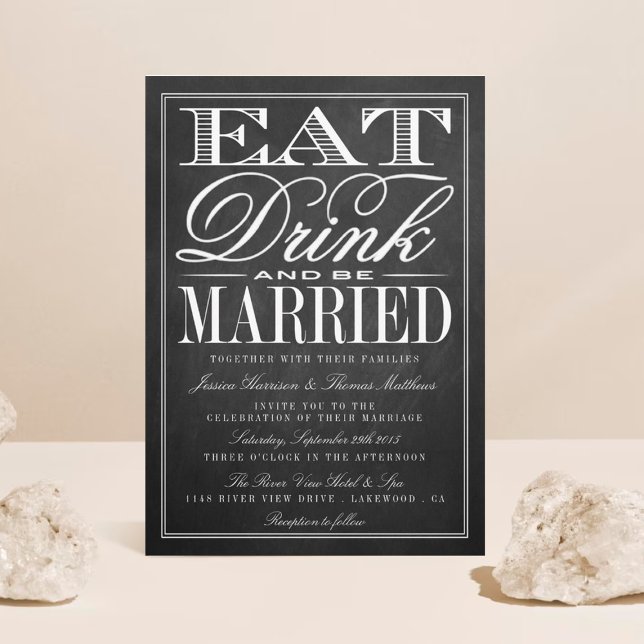 Invitación Comer, beber y casarse Boda de Chalkboard (Subido por el creador)