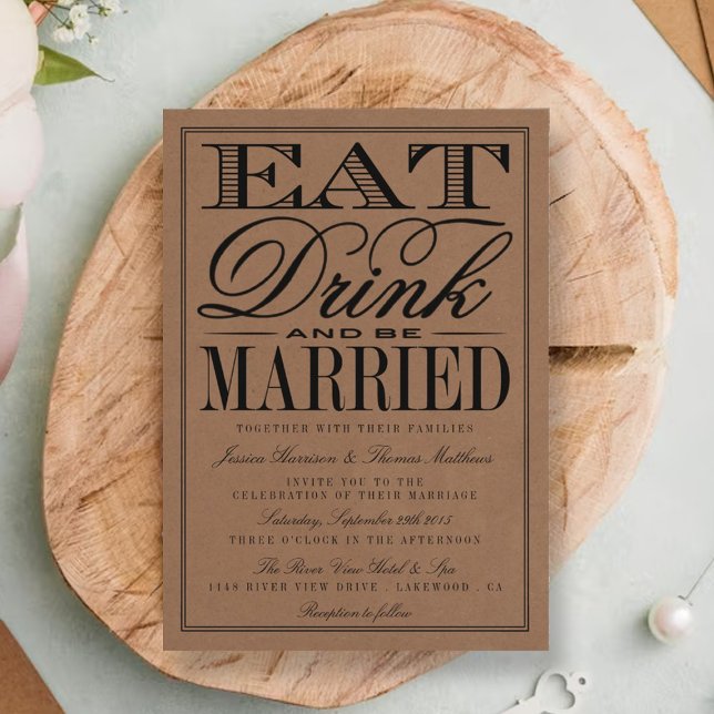 Invitación Comer, beber y casarse Boda de Kraft rústico (Subido por el creador)