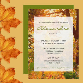 Invitación Comer, beber y celebrar a la novia para ser hojas 