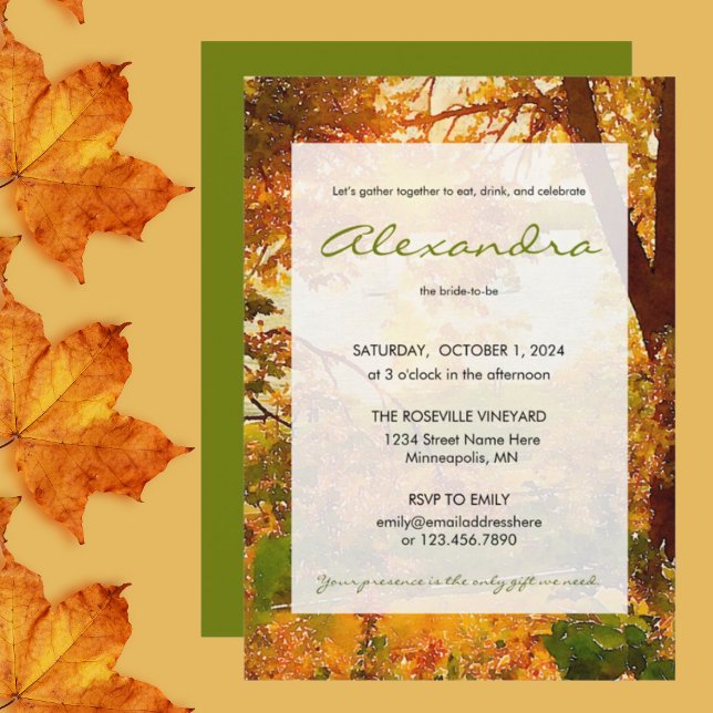 Invitación Comer, beber y celebrar a la novia para ser hojas  (Subido por el creador)