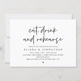 Invitación Comer, beber y ensayar, cena de ensayo Boda