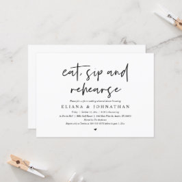 Invitación Comer, beber y ensayar, cena de ensayo Boda