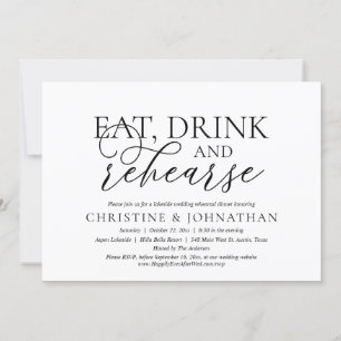 Invitación Comer, beber y ensayar, Fiesta de ensayo Boda