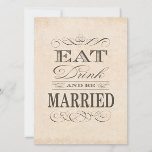 Invitación Comer, beber y estar casada con un Boda de estilo
