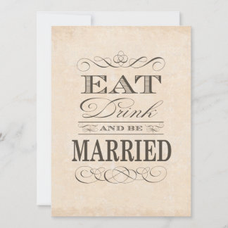 Invitación Comer, beber y estar casada con un Boda de estilo