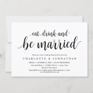 Invitación Comer, beber y estar casada, ensayar la cena