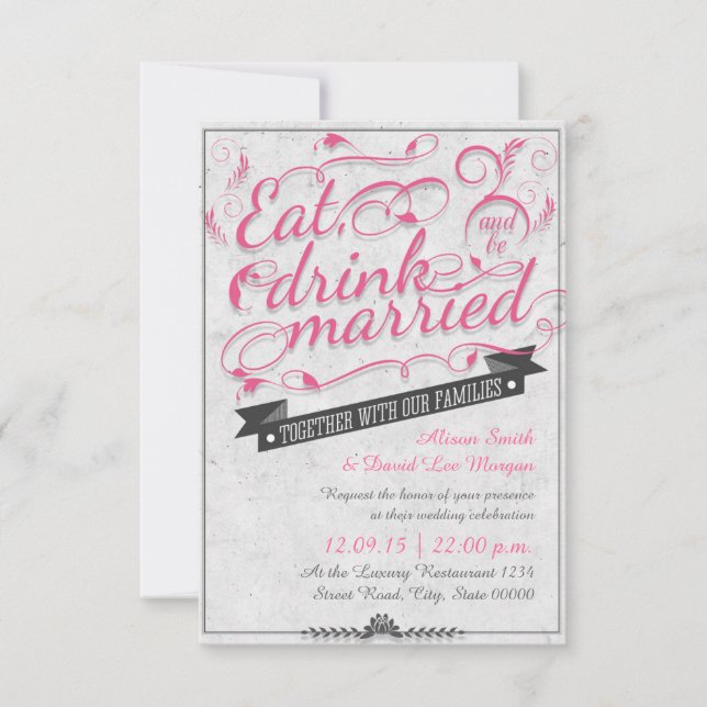 Invitación Comer, beber y estar casado (Anverso)