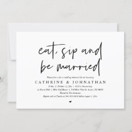 Invitación Comer, beber y estar casados Boda ensayar la cena