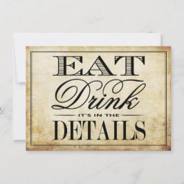 Invitación Comer, beber y estar casados con una boda de cosec