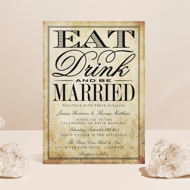 Invitación Comer, beber y estar casados con una boda de cosec (Subido por el creador)