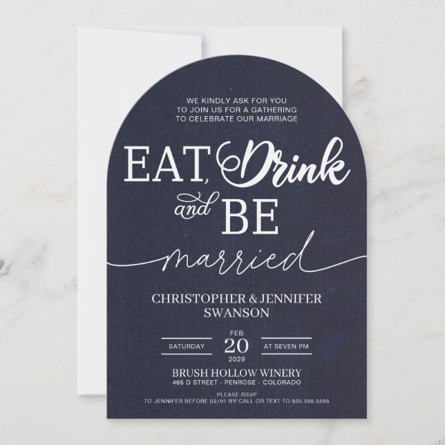 Invitación Comer, beber y ser Boda casado (Anverso)