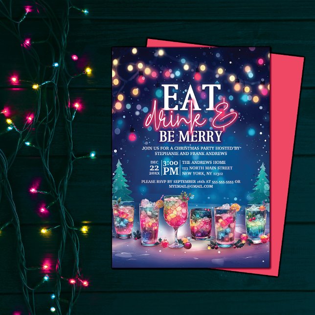 Invitación Comer, beber y ser Fiesta de Navidades de las luce (Subido por el creador)