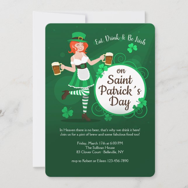 Invitación Comer, beber y ser irlandés (Anverso)