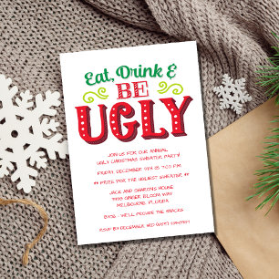 Invitación Comer, beber y ser Navidades feos Fiesta suéter