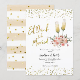 Invitación Comer, beber y ser parte de compromiso casada