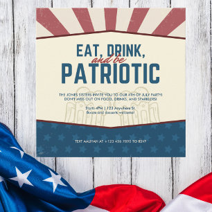 Invitación Comer, beber y ser patriótico