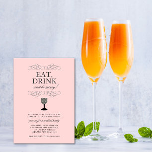 Invitación Comer, beber y ser una fiesta de cócteles