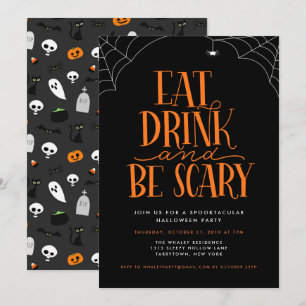 Invitación Comer, beber y tener miedo de la fiesta de Hallowe