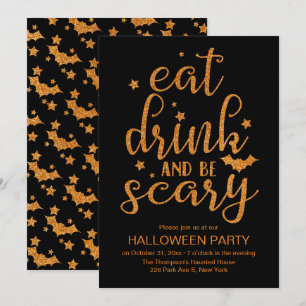 Invitación Comer, beber y tener miedo, dulce Purpurina Hallow