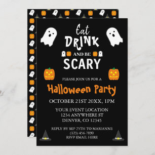 Invitación Comer, beber y tener miedo Halloween