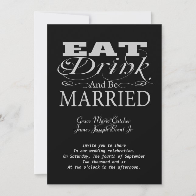 Invitación Comer Bebida Y Casarse (Anverso)