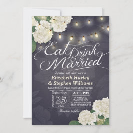 Invitación Comer bebida y casarse Boda ligero de cuerda de fl