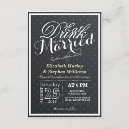 Invitación Comer bebida y casarse con puntos de polka blancos