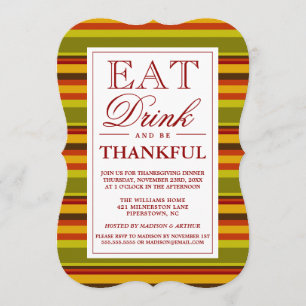 Invitación Comer bebida y estar agradecido