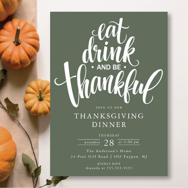 Invitación Comer Bebida Y Estar Agradecido De La Cena De Acci (Subido por el creador)