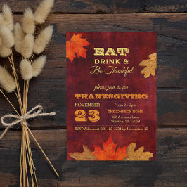 Invitación Comer bebida y estar agradecido de otoño deja la i