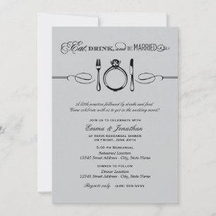 Invitación Comer bebida y estar casada con plata ensayo Cena