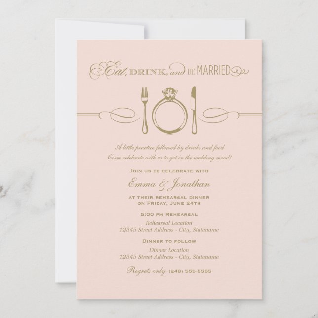 Invitación Comer bebida y estar casada con un ensayo de Rubor (Anverso)