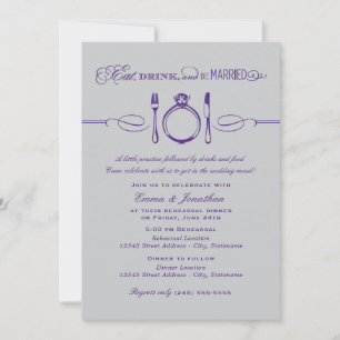 Invitación Comer Bebida y estar casada con un ensayo Purple C