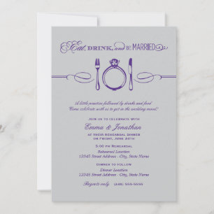 Invitación Comer Bebida y estar casada con un ensayo Purple C