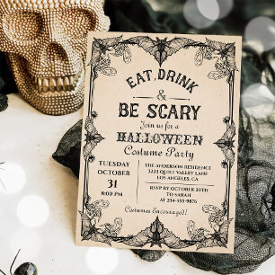 Invitación Comer Bebida Y Ser Asustada Fiesta Halloween