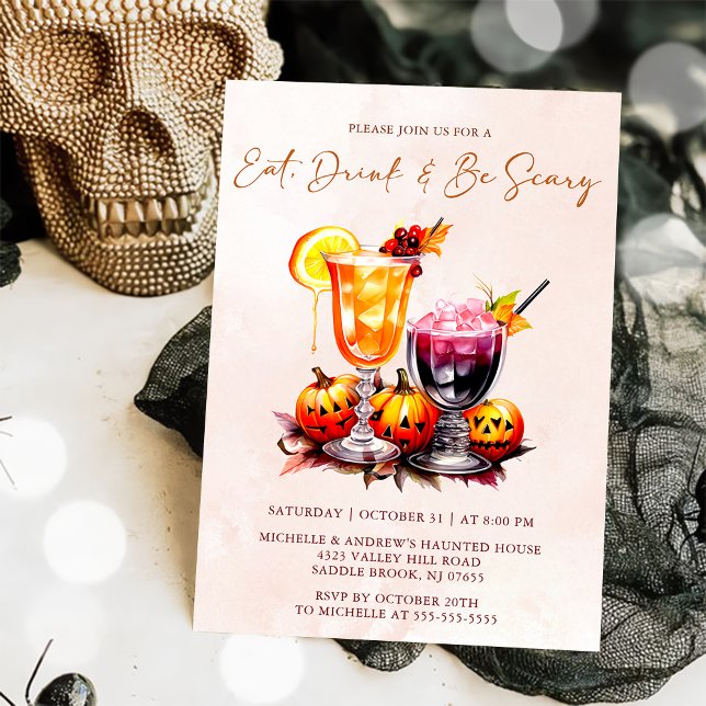 Invitación Comer Bebida Y Ser Asustada Fiesta Halloween (Subido por el creador)