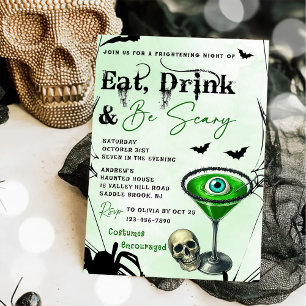 Invitación Comer Bebida Y Ser Asustada Fiesta Halloween