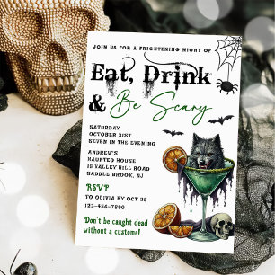 Invitación Comer Bebida Y Ser Asustada Fiesta Halloween