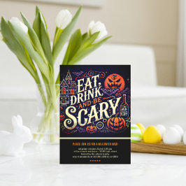 Invitación Comer bebida y ser asustado fiesta de Halloween ne