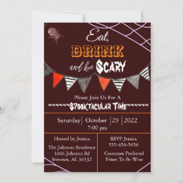 Invitación Comer bebida y ser una fiesta de Halloween aterrad