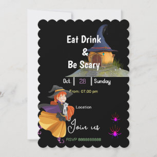 Invitación Comer bebida y tener miedo