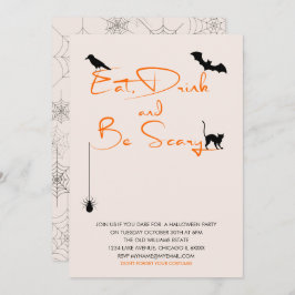 Invitación Comer bebida y tener miedo de la fiesta de Hallowe