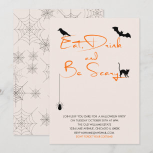 Invitación Comer bebida y tener miedo de la fiesta de Hallowe