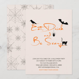 Invitación Comer bebida y tener miedo de la fiesta de Hallowe